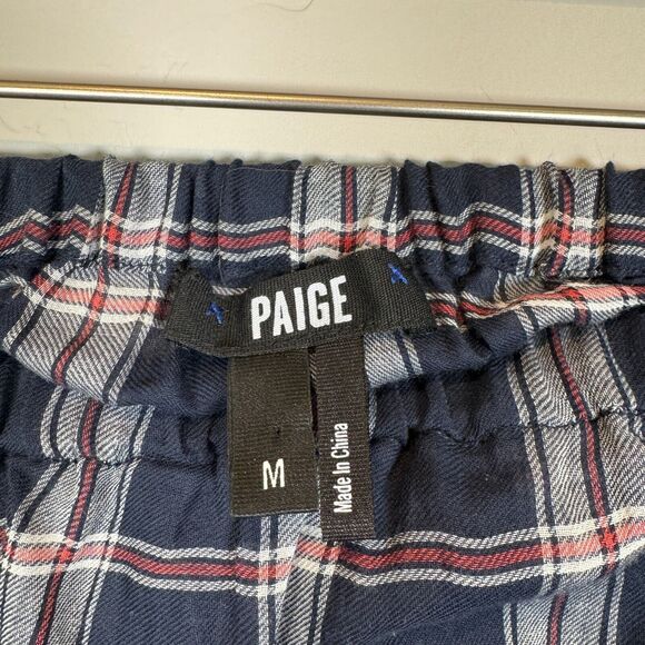 PAIGE Antonia Blouse Size Medium Off The Shoulder Boho Plaid Tartan Top ¾ Sleeve - Picture 3 of 9